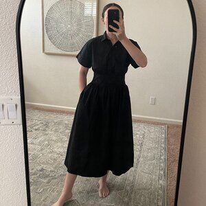 J. Crew Midi Poplin Cotton Shirt Dress in Black Size 2
